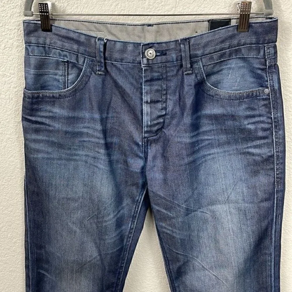 Jack & Jones Mens Straight Leg Jeans Dark Blue Button Fly Relaxed